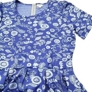 LULAROE NWT 3XL Blue‎ Purple Retro Floral Amelia Midi Dress Pockets Knee Length